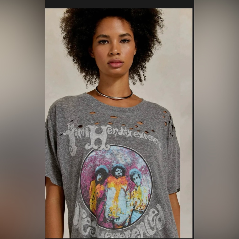Daydreamer Jimi Hendrix Gray Purple Oversized Graphic Tee